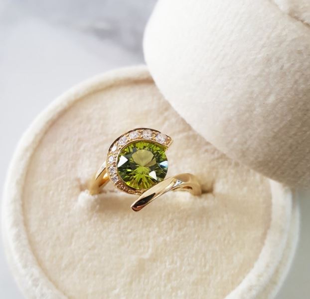 Arizona Peridot and Diamond Ring