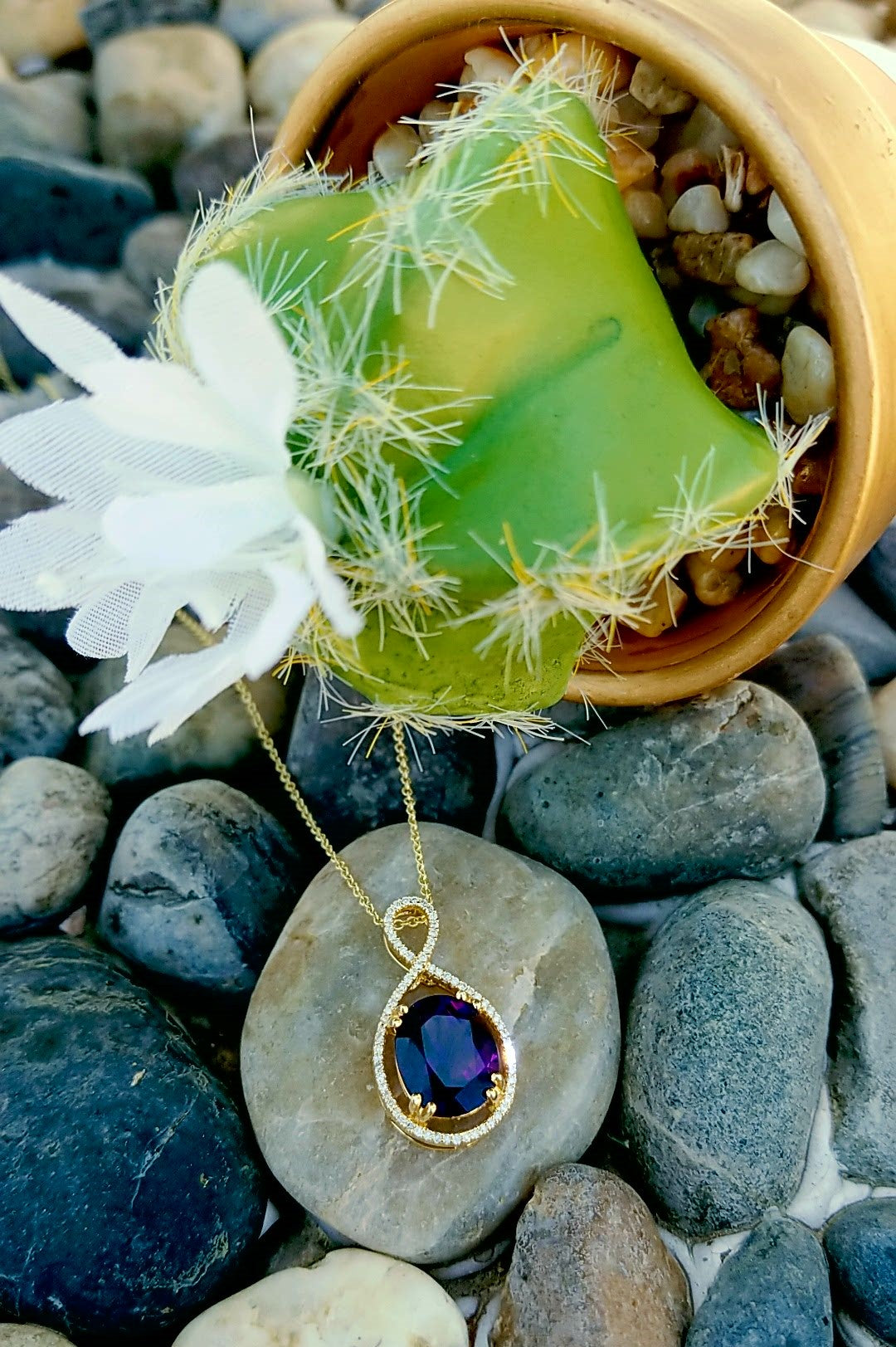Arizona Four Peaks Amethyst & Diamond Pendant