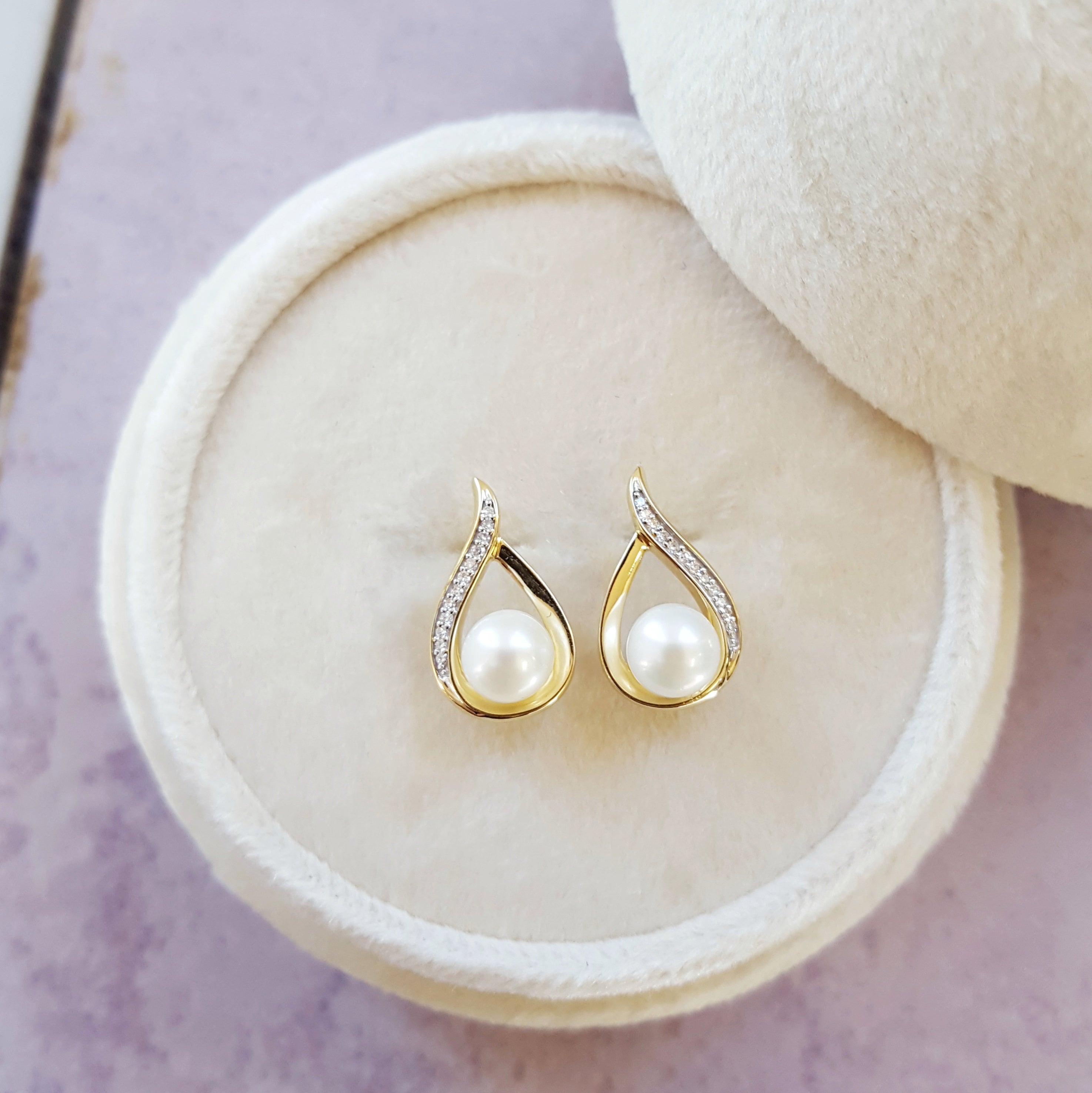 Petite Swooping Pearl Earrings - Main Image