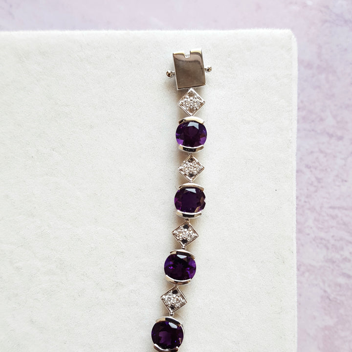 Amethyst and Diamond Link Tennis Bracelet
