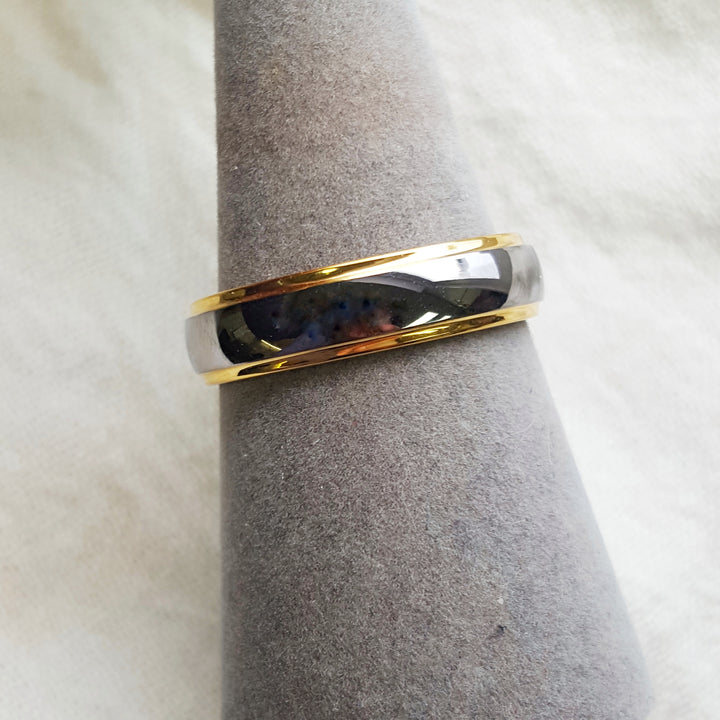 Men's Sleek Two-Tone Wedding Band