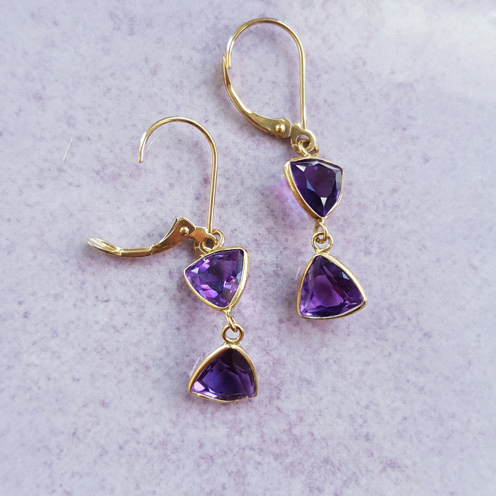 Hourglass Amethyst Dangle Earrings