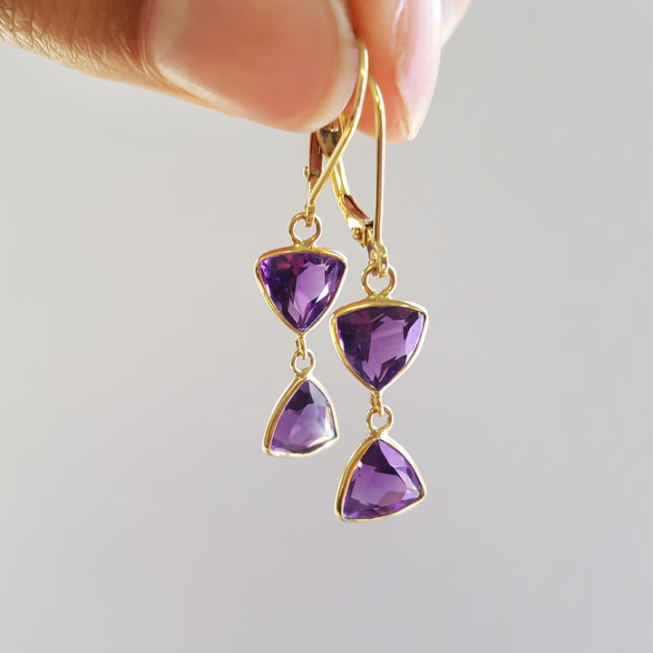 Hourglass Amethyst Dangle Earrings
