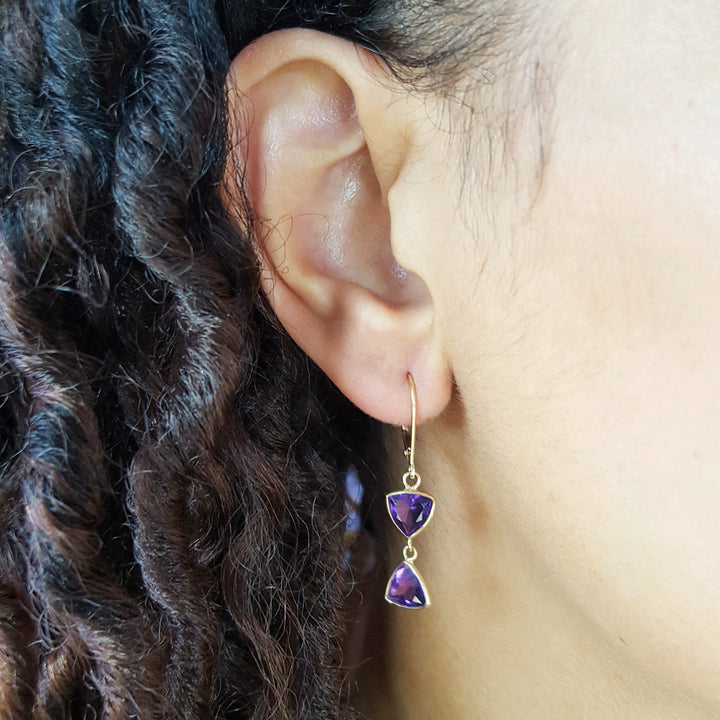 Hourglass Amethyst Dangle Earrings