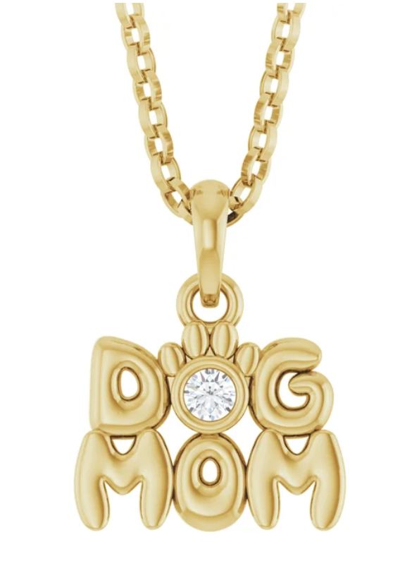 14k Dog Mom Diamond Necklace