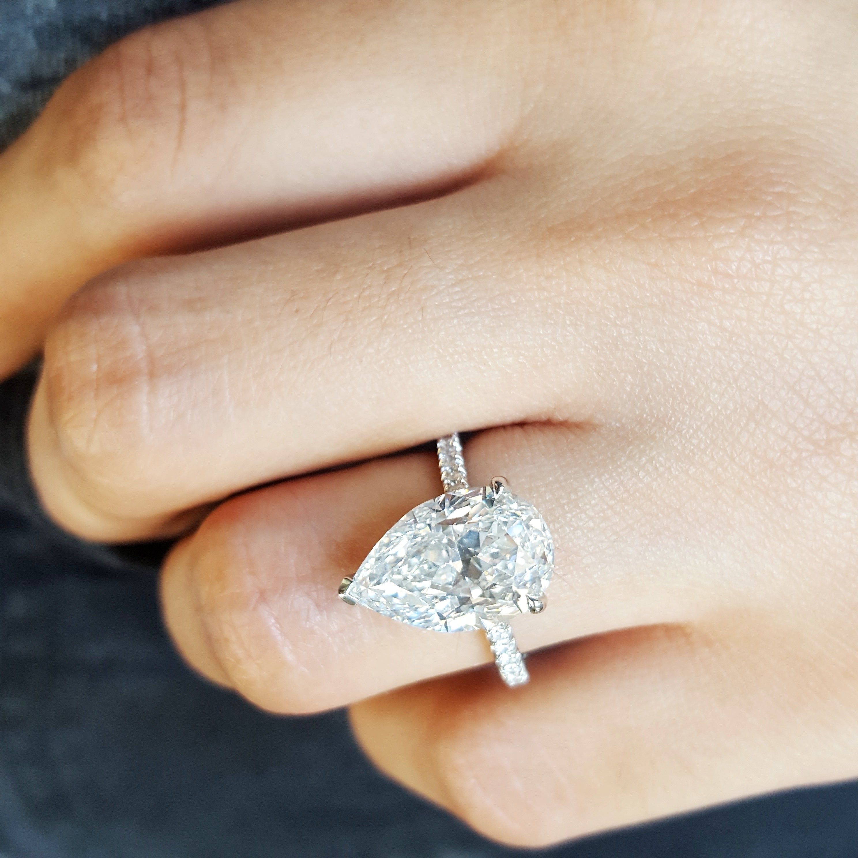 Platinum Pear-Shaped Diamond Engagement Ring