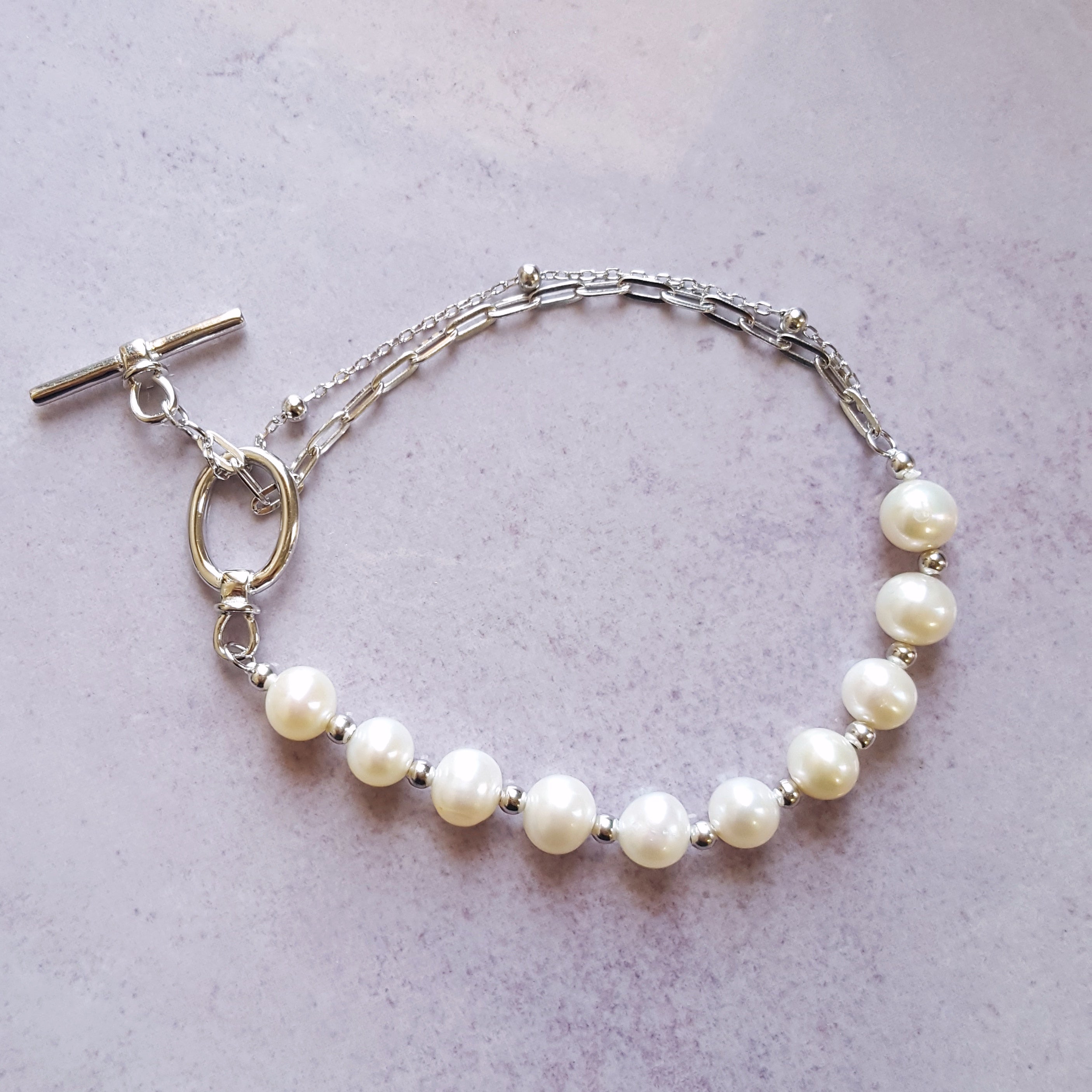 Sterling Silver and Pearl Toggle Bracelet – Sami Fine Jewelry