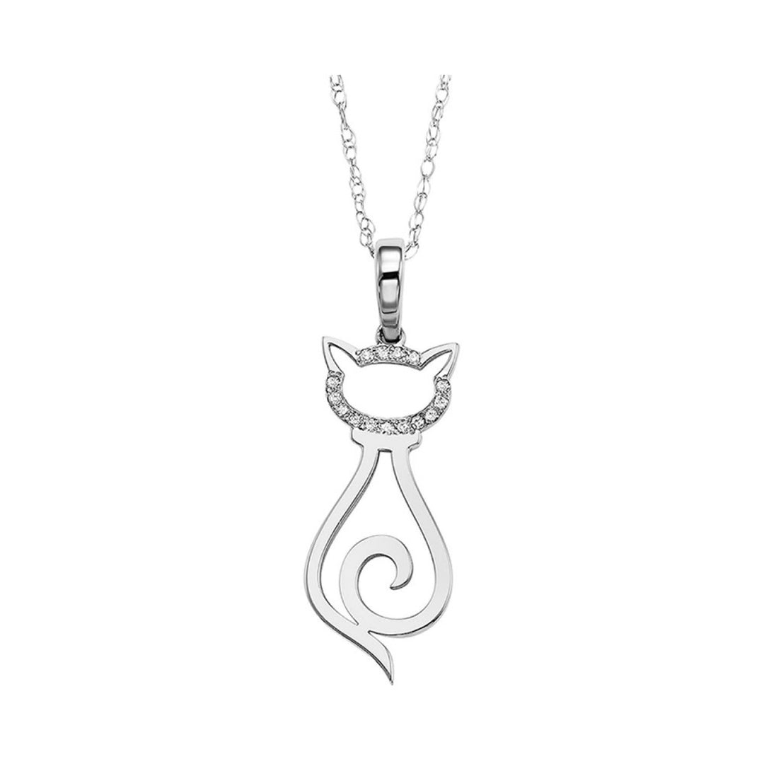 10k Modern Diamond Cat Pendant