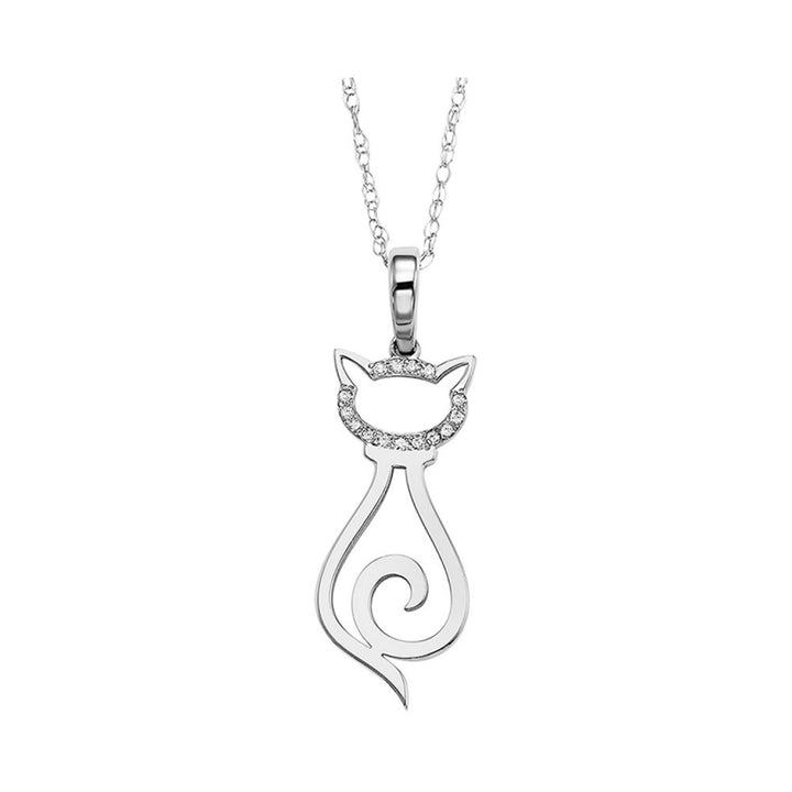10k Modern Diamond Cat Pendant