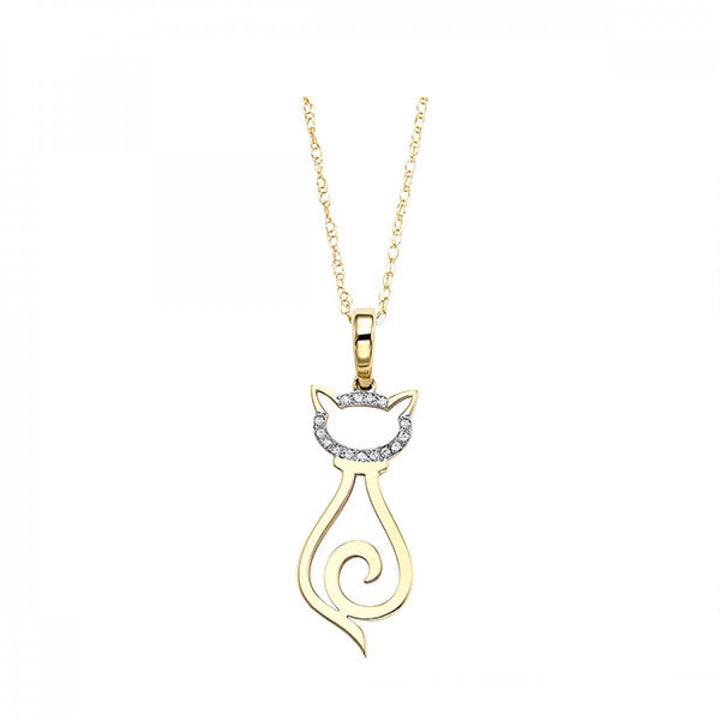 10k Modern Diamond Cat Pendant