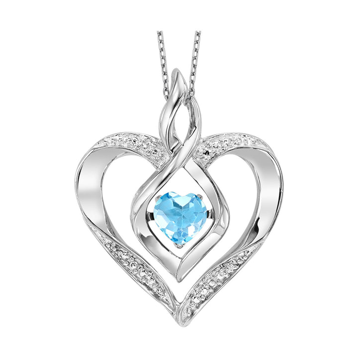 Birthstone and Diamond Dancing Heart Pendant