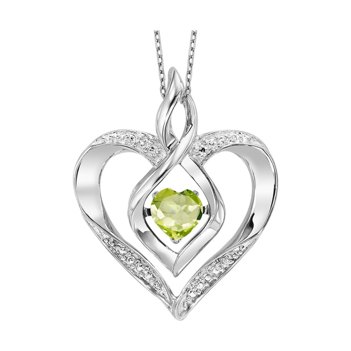 Birthstone and Diamond Dancing Heart Pendant