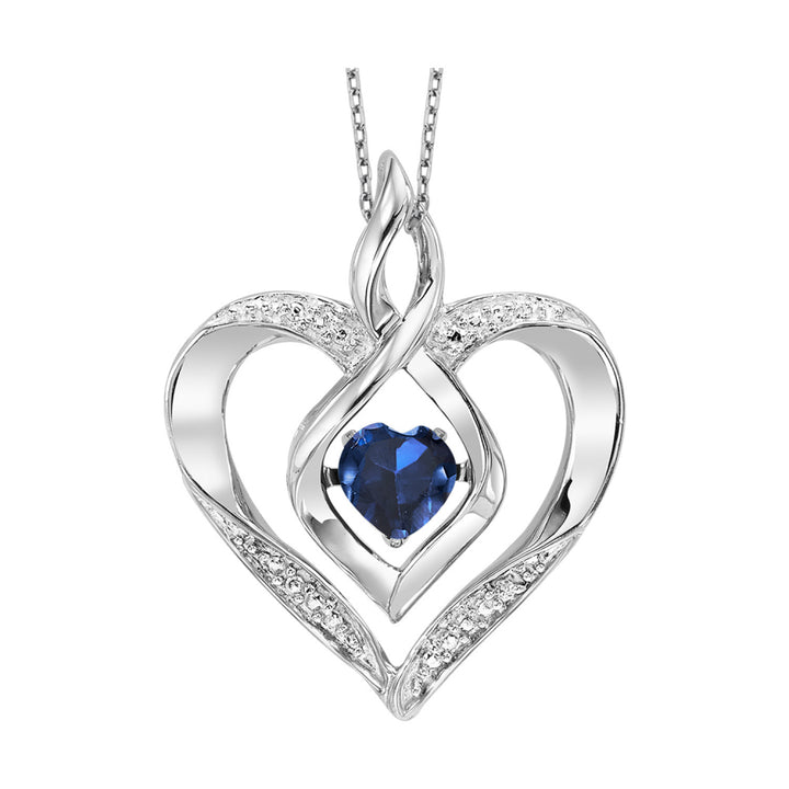 Birthstone and Diamond Dancing Heart Pendant