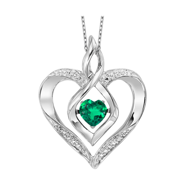 Birthstone and Diamond Dancing Heart Pendant