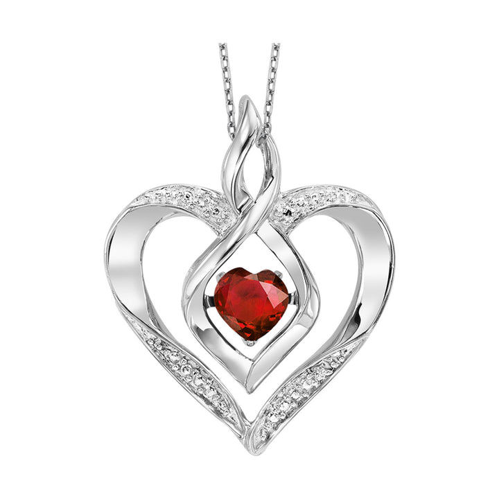 Birthstone and Diamond Dancing Heart Pendant