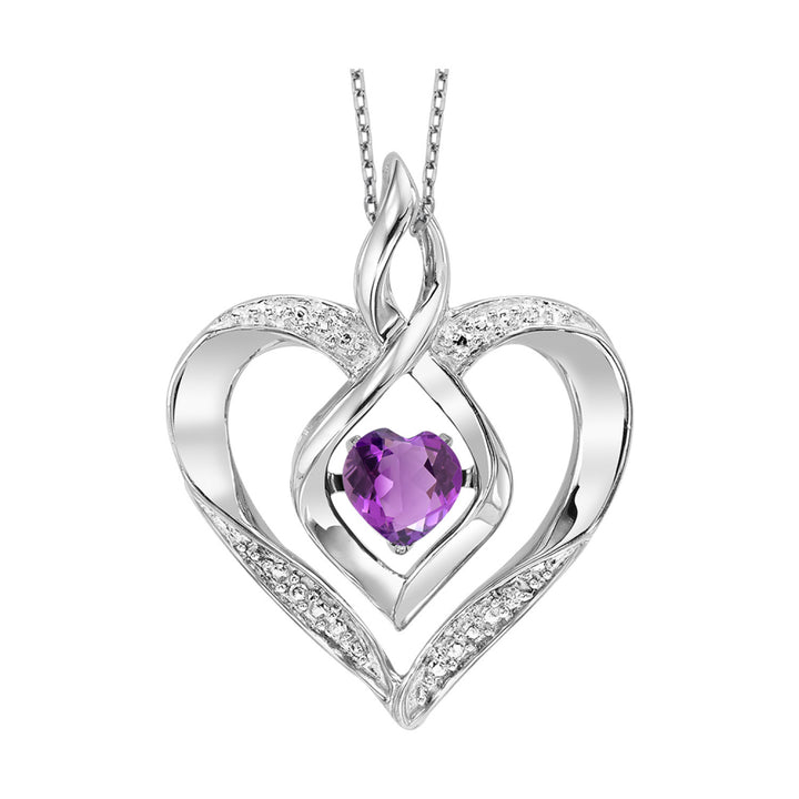 Birthstone and Diamond Dancing Heart Pendant