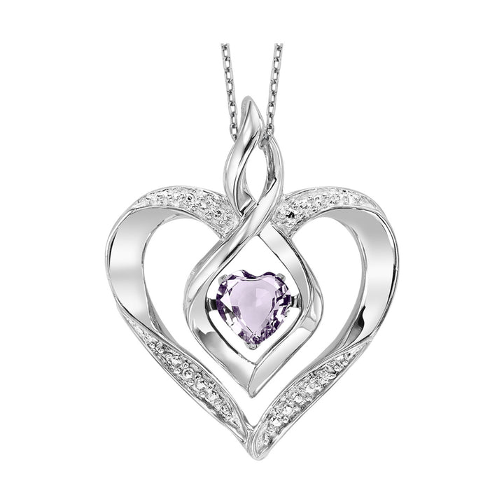 Birthstone and Diamond Dancing Heart Pendant