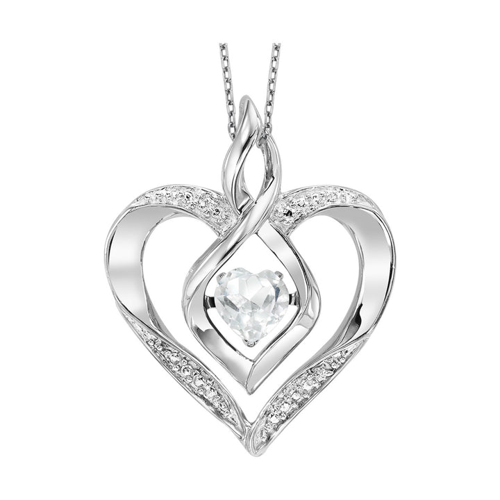Birthstone and Diamond Dancing Heart Pendant