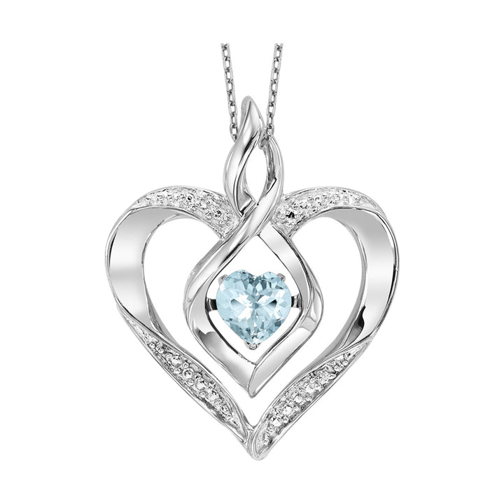 Birthstone and Diamond Dancing Heart Pendant