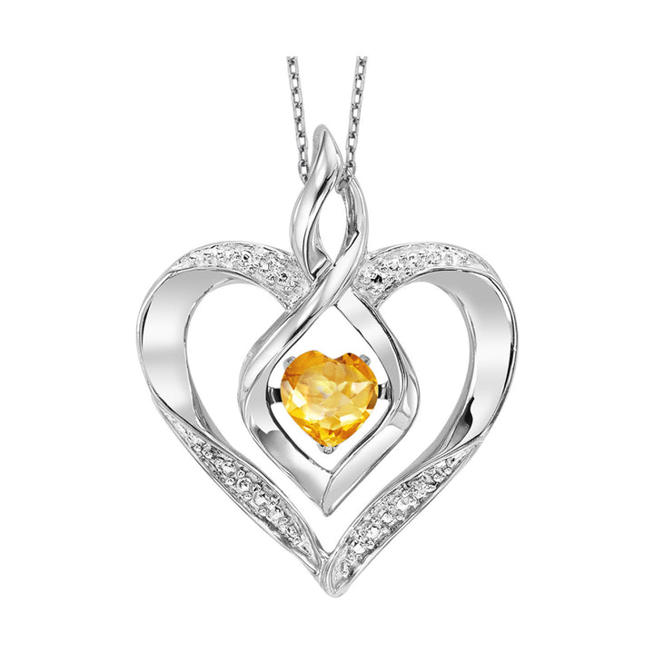 Birthstone and Diamond Dancing Heart Pendant