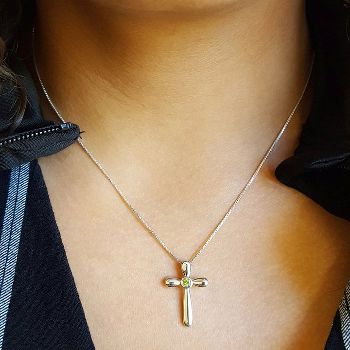 Arizona Peridot Silver Jewelry Peridot Cross Necklace