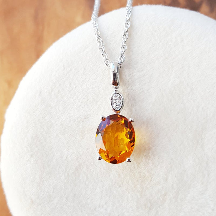 Allison Kaufman Diamond Vintage Citrine Pendant