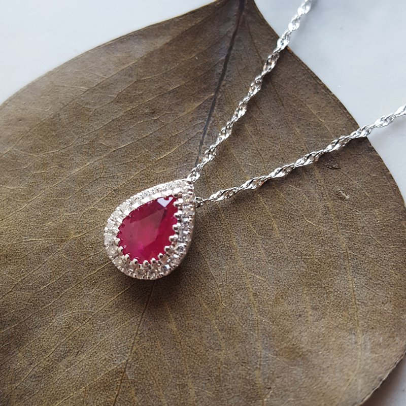 Sami Fine Jewelry Ruby Teardrop Diamond Pendant