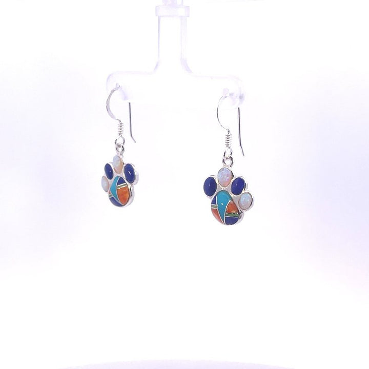 Arizona Turquoise and Inlaid Jewelry Multicolor Pawprint Earrings