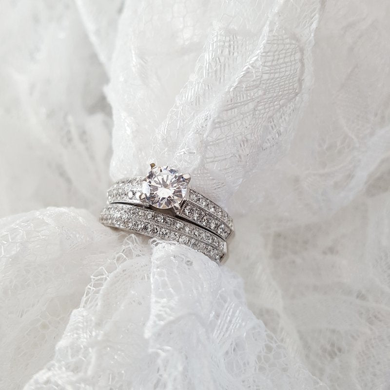 Sami Fine Jewelry Double Row Wedding Set