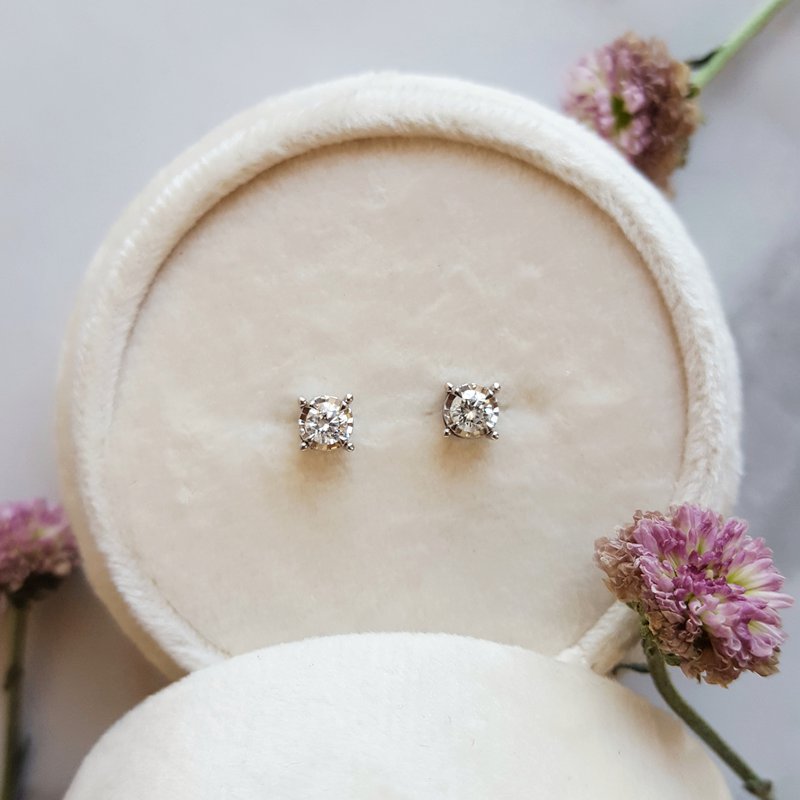 Gems One Diamond Solitaire Stud Earrings