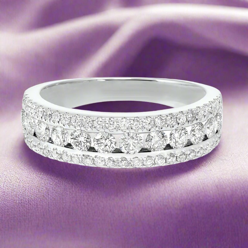 Gems One Triple Row Diamond Stackable Band In 14k White Gold (1ctw) RG10646-4WB - Sami Fine Jewelry