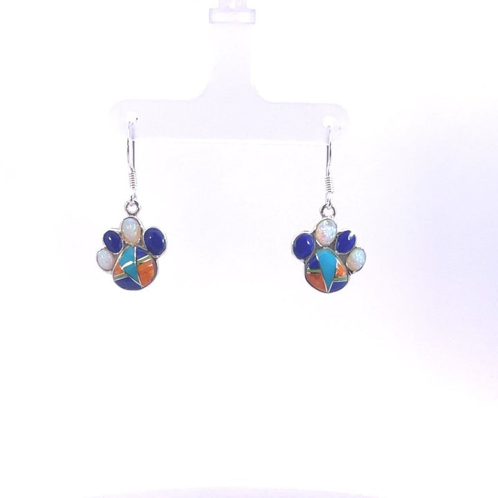 Arizona Turquoise and Inlaid Jewelry Multicolor Pawprint Earrings
