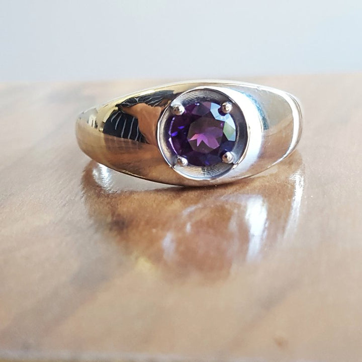 Arizona Amethyst Gold Jewelry White Gold Amethyst Men's Ring 363592 - Sami Fine Jewelry