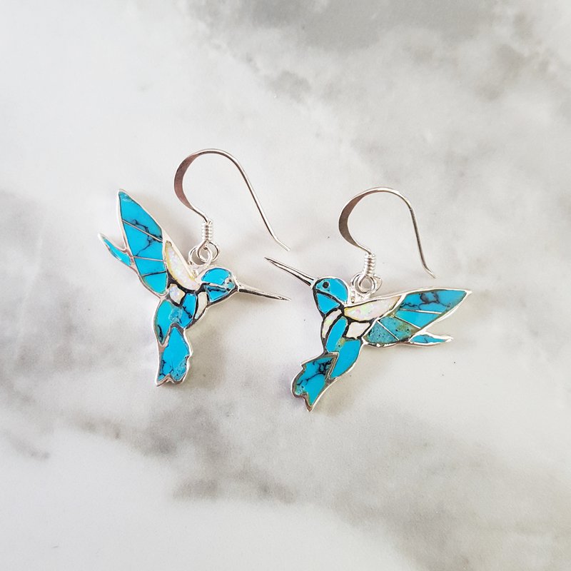 Cute Green Hummingbird Earring For Women Enamle Glaze Bird Flower Ear Jewelry Accessories