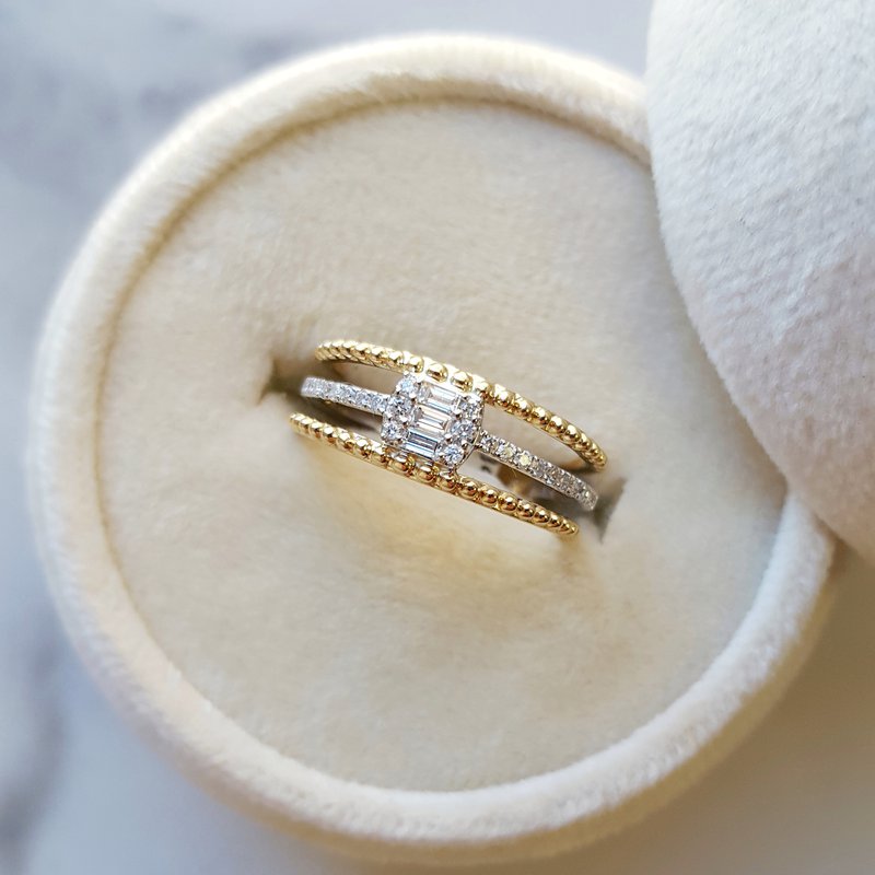 14k Gold Triple Diamond Ring