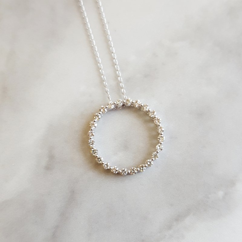 Gems One Diamond Eternity Circle Floating Pendant Necklace In 14k White Gold (1ctw)