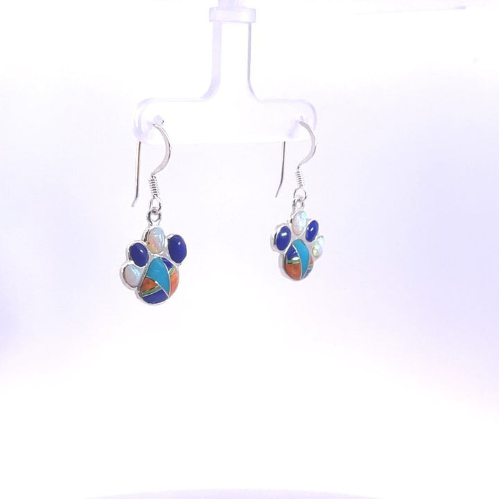 Arizona Turquoise and Inlaid Jewelry Multicolor Pawprint Earrings