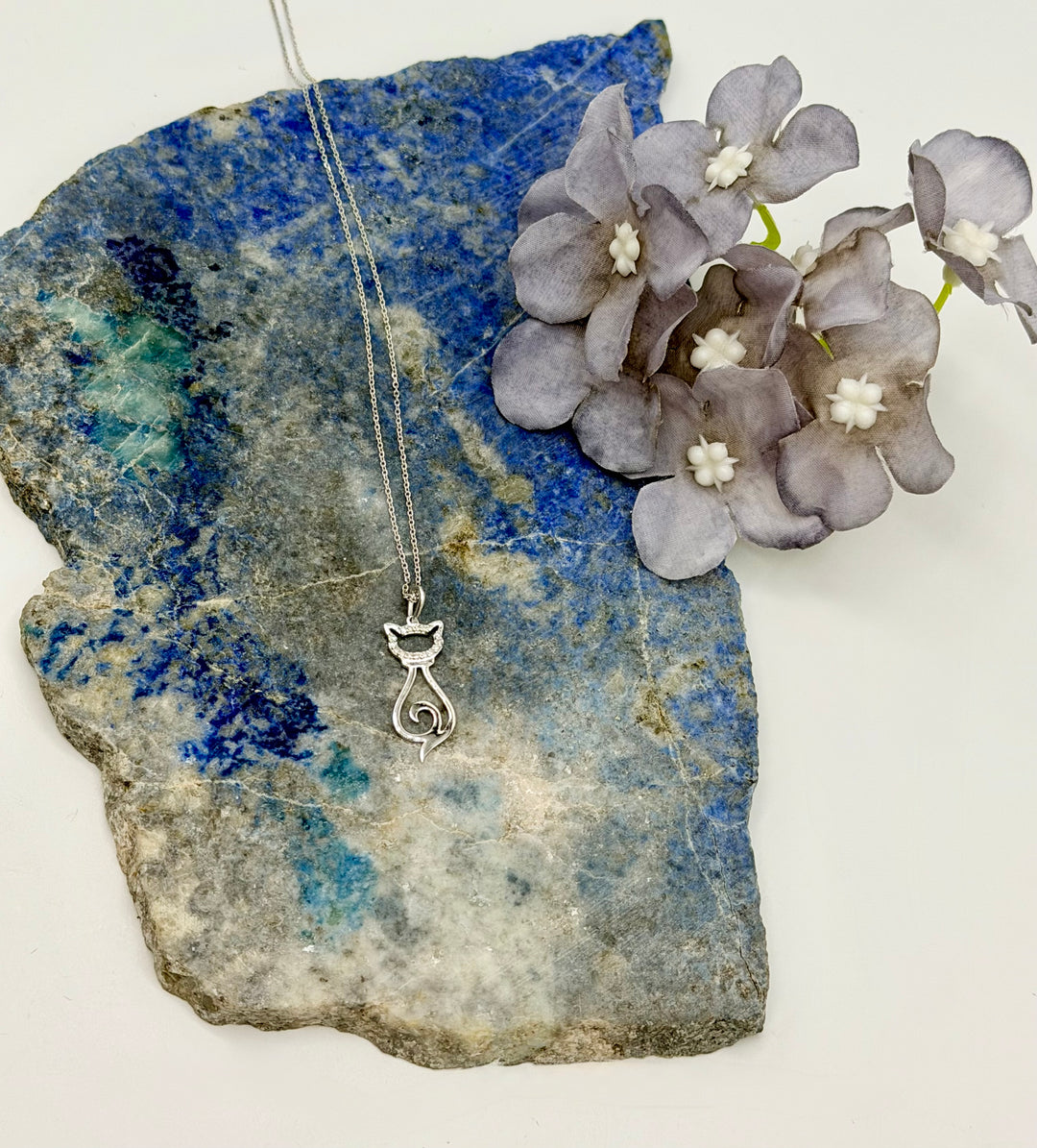 10k Modern Diamond Cat Pendant