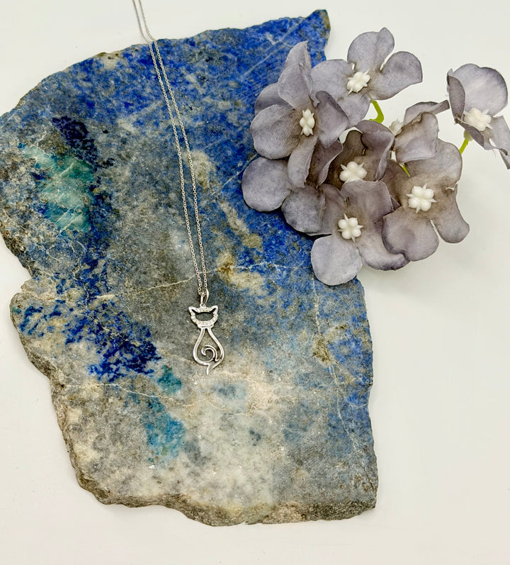10k Modern Diamond Cat Pendant