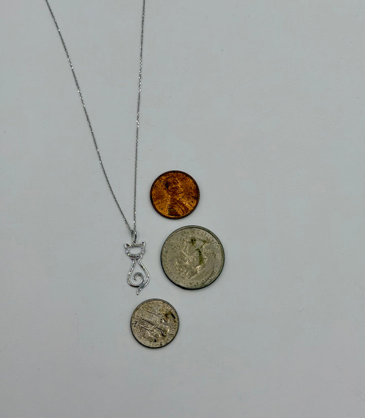 10k Modern Diamond Cat Pendant