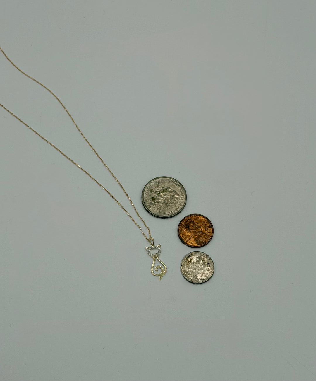10k Modern Diamond Cat Pendant
