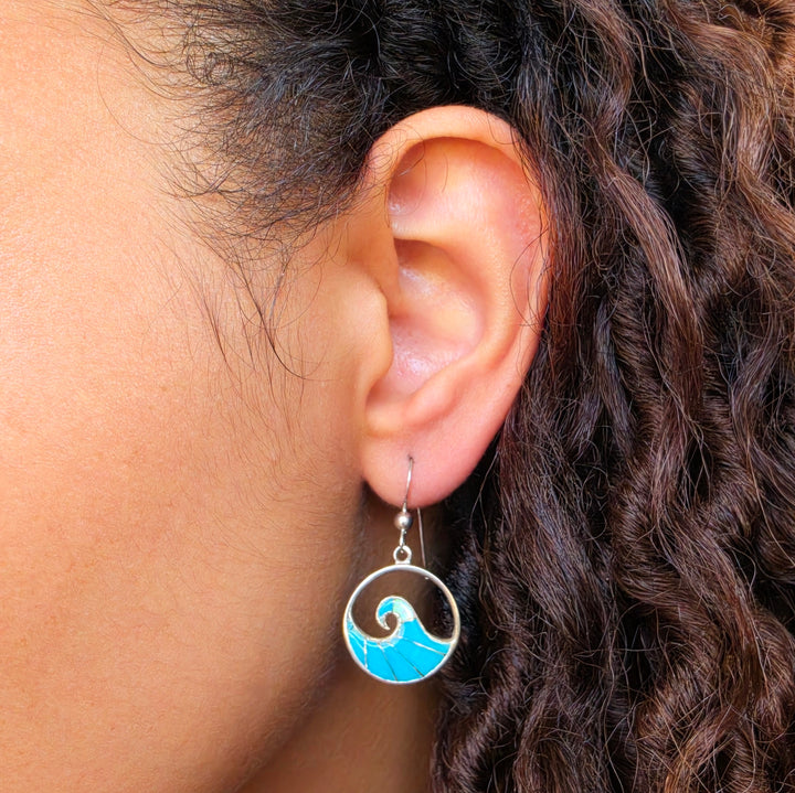 Arizona Turquoise and Inlaid Jewelry Ocean Wave Earrings
