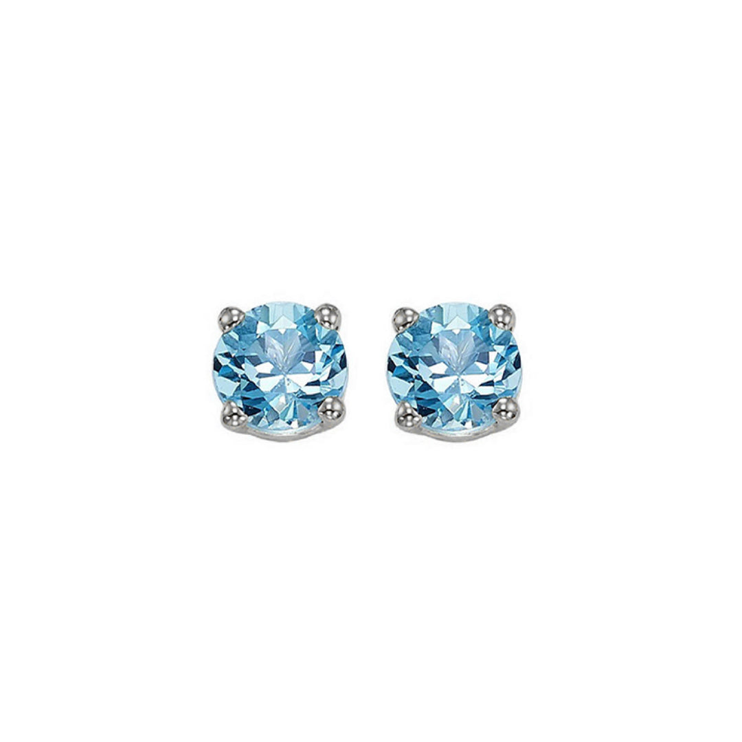 Essential 14k White Gold Blue Topaz Studs