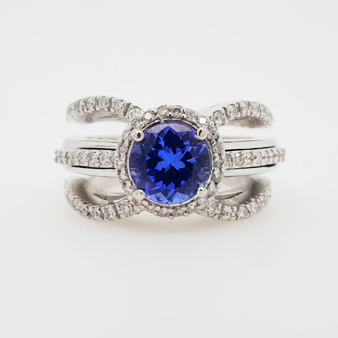 Luxury by Rene Hernandez Triple Row Statement Sapphire Ring