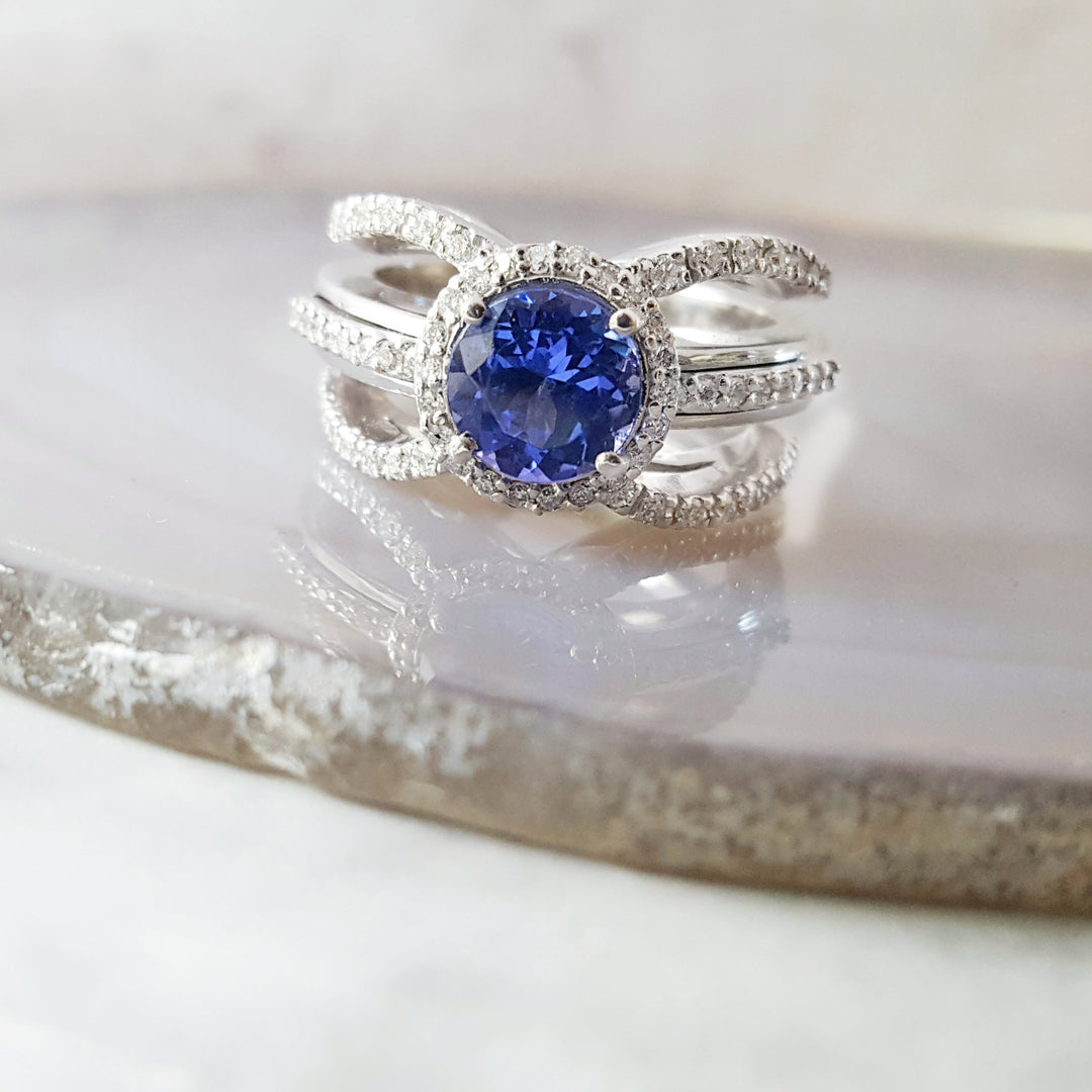 Luxury by Rene Hernandez Triple Row Statement Sapphire Ring