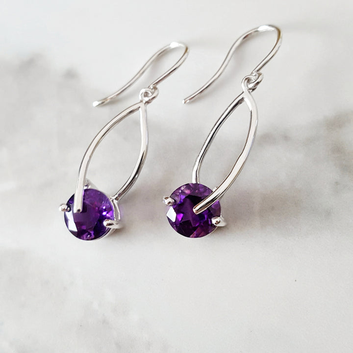 Twist Crossing Amethyst Earrings