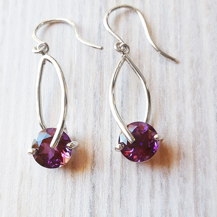 Twist Crossing Amethyst Earrings