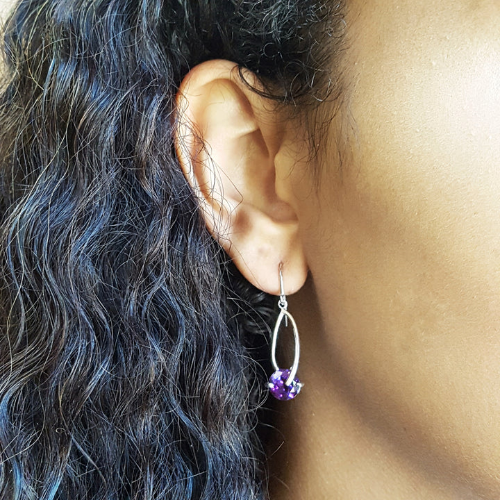 Twist Crossing Amethyst Earrings