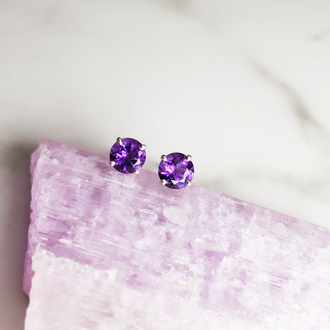 Prime Amethyst Sterling Silver Studs