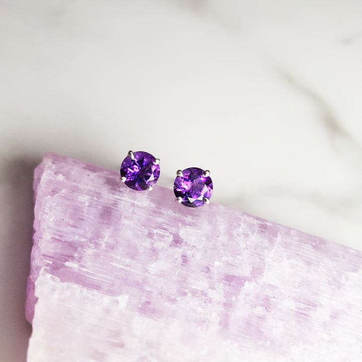 Prime Amethyst Sterling Silver Studs